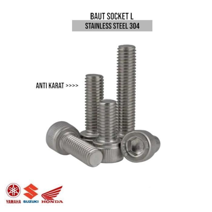 (1pcs) SS304 Baut Socket M8x16
