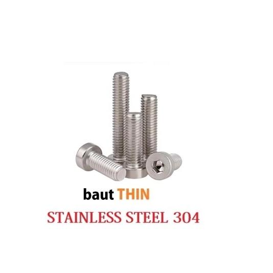 (1pcs) SS304 Baut Thin M6x35