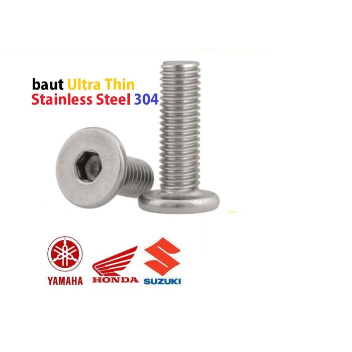 (1pcs) SS304 Baut Ultra Thin M2x22