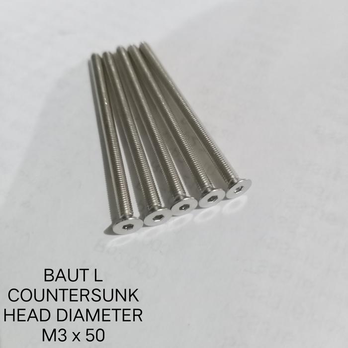 (1pcs) SS304 Baut Verseng L M3x50