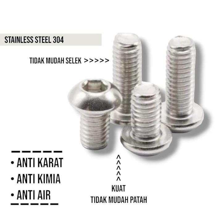 (1pcs) SS304 Baut Button L M10x25
