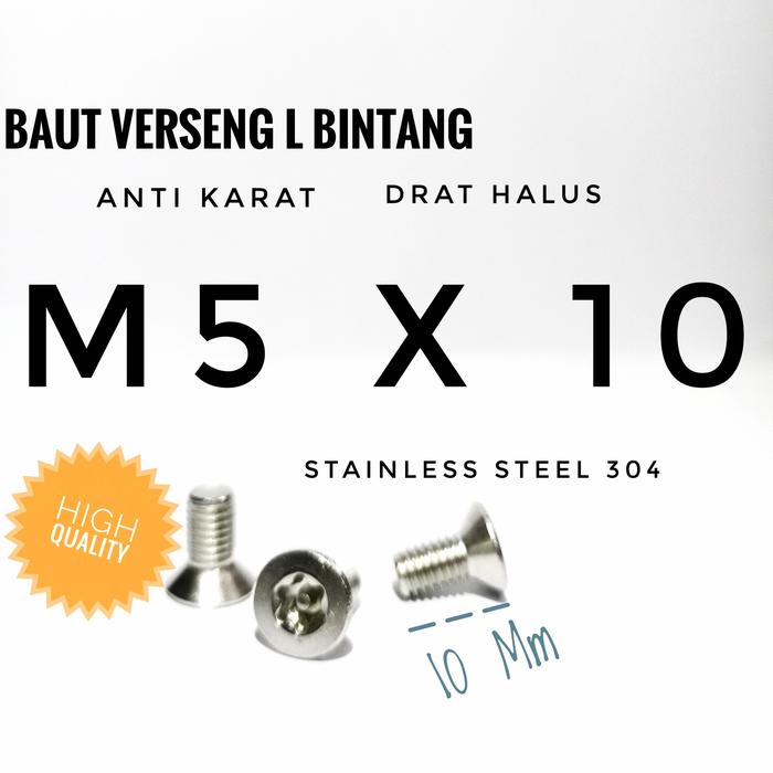 (1pcs) SS304 Baut Verseng Torq w/pin M5x10