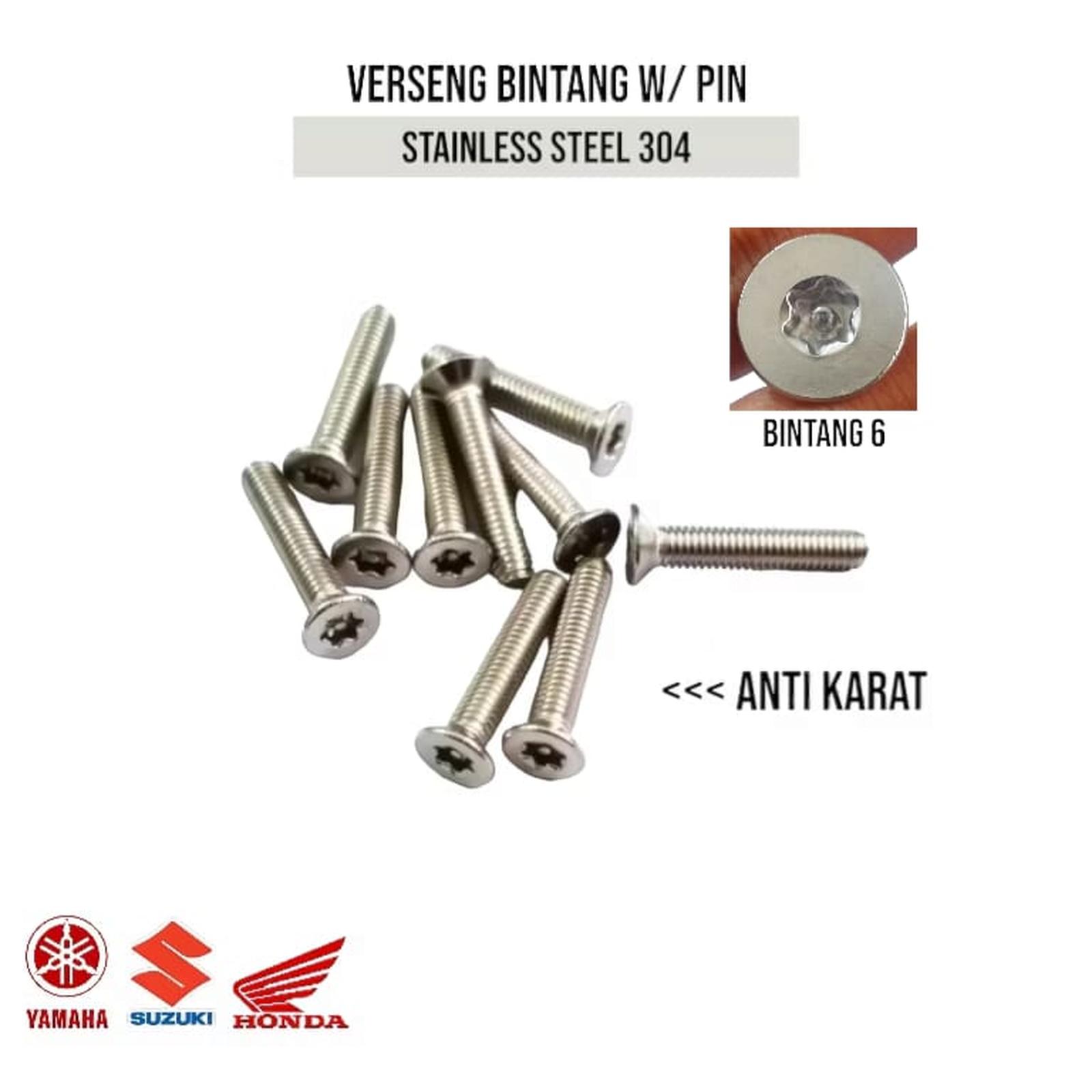 (1pcs) SS304 Baut Verseng Torq w/pin M6x16
