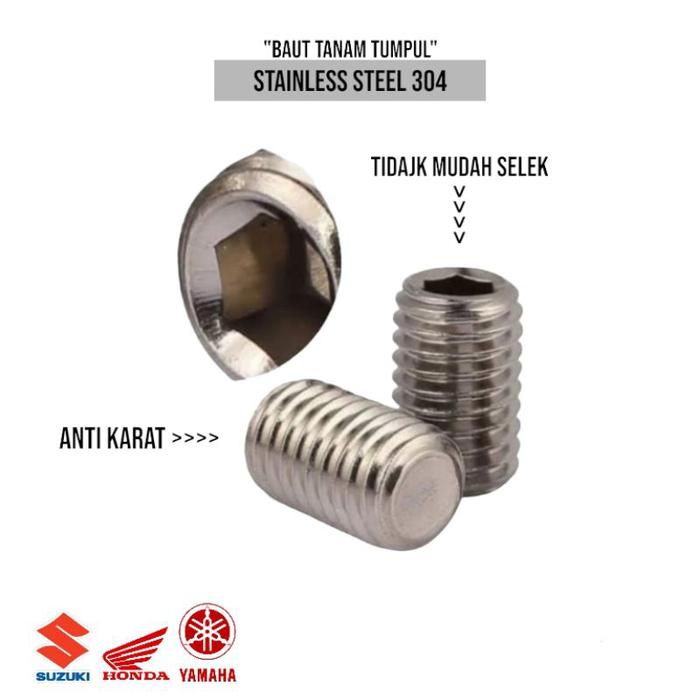 (1pcs) SS304 Baut Tanam Tumpul M2.5x6
