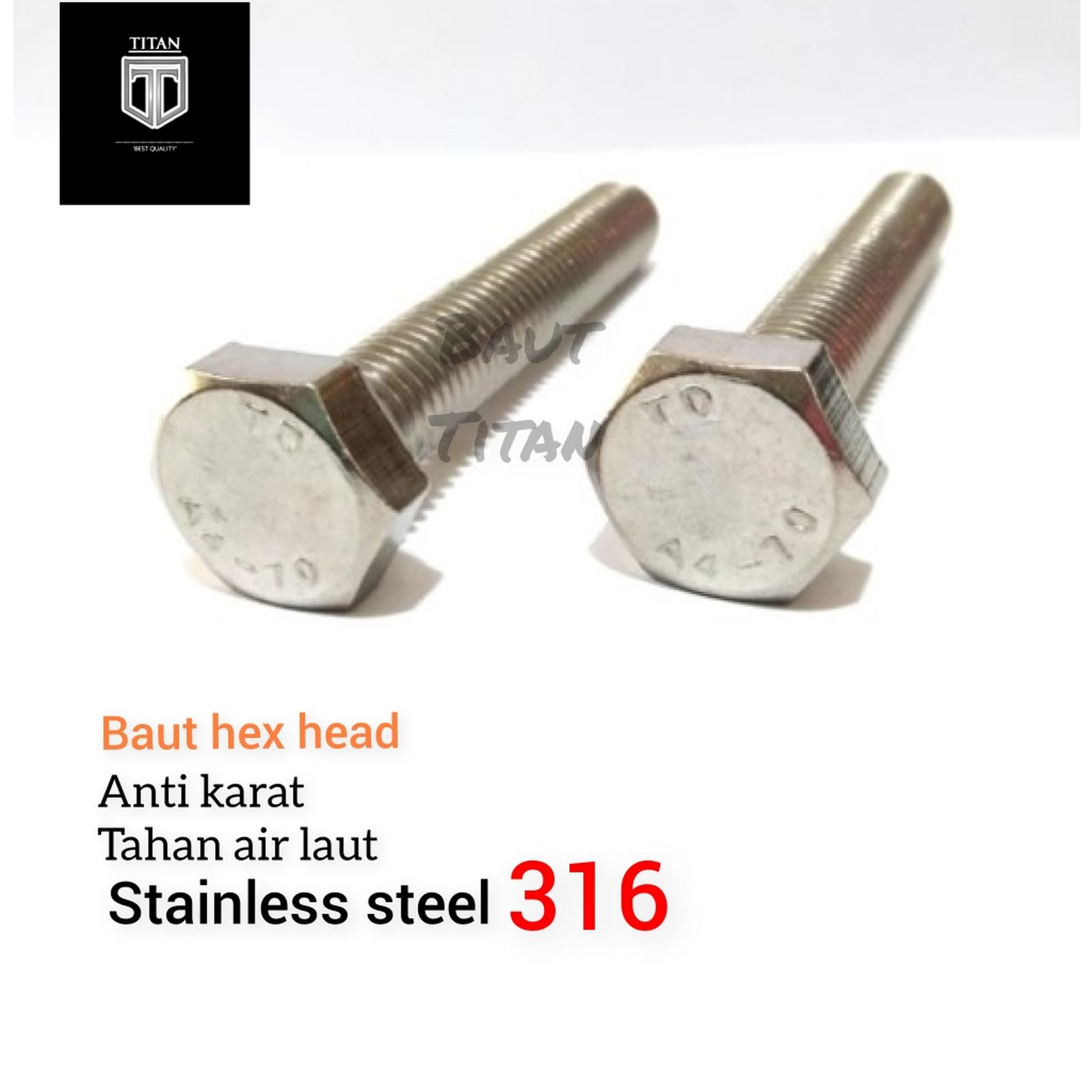 (1pcs) Stainless Steel 316 Hex Bolt M8 x 100
