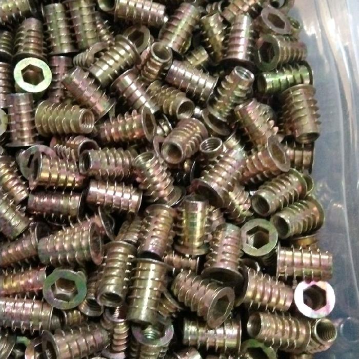 (1pcs) Zinc Alloy Hex Socket With Flange Conical Wood Insert Nuts M6x15
