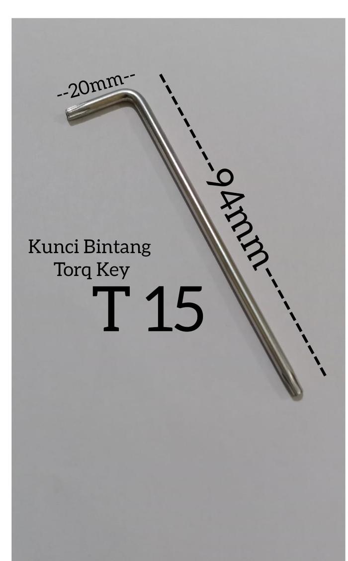(1pcs) Cr-V Kunci  L Torq Key / Kunci Torq 6 Bintang T15