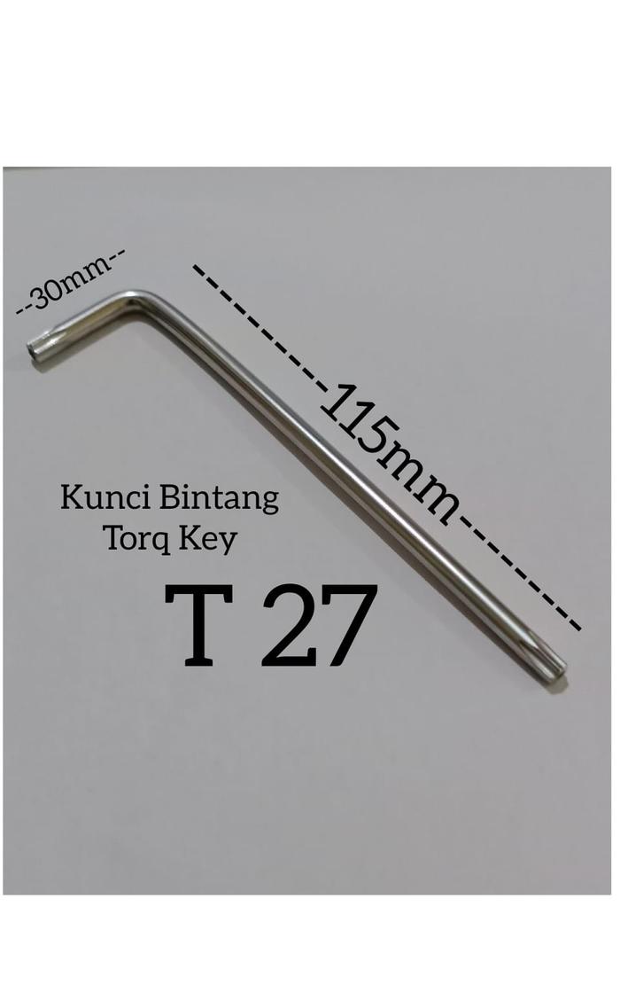 (1pcs) Cr-V Kunci  L Torq Key / Kunci Torq 6 Bintang T27